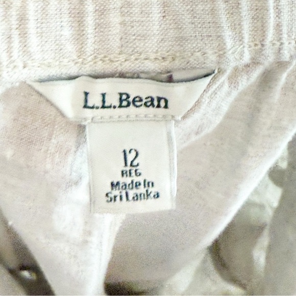 LL Bean Women's Premium Washable Linen Pull-On Pants, Oatmeal size  12 - Picture 10 of 11